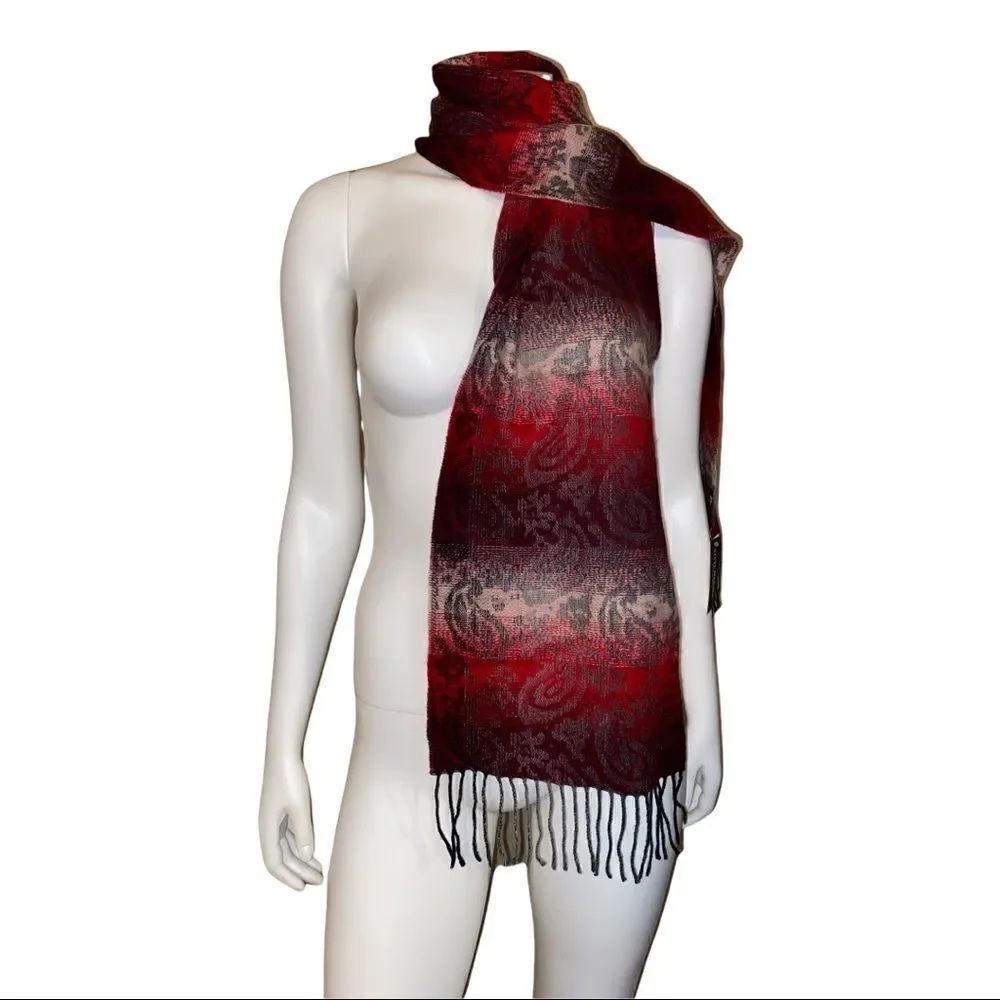 Steve Madden Red Ombre Paisley Muffler Scarf One Size NWT